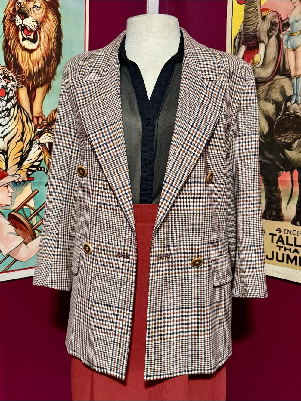 Vintage Henry White Plaid Blazer Size 6